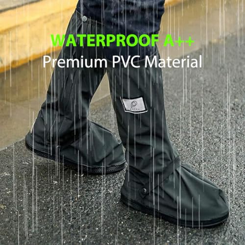 PALAY® Waterproof Shoe Cover Zip-up Calf-length Covers with Elastic Ankle Strap Wear-resistant PVC Anti-skid Long Sleeve for Boots High Shoes Size UK 6.5-8 One Pair 2 PCS PALAY® Waterproof Shoe Cover Zip-up Calf-length Covers with Elastic Ankle Strap Wear-resistant PVC Anti-skid Long Sleeve for Boots High Shoes Size UK 6.5-8 One Pair 2 PCS